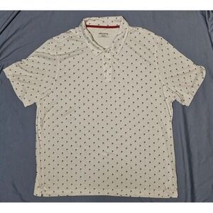UNTUCKIT MENS 2XL WHITE FLAG PRINT PIMA COTTON‎ BLEND POLO SHIRT